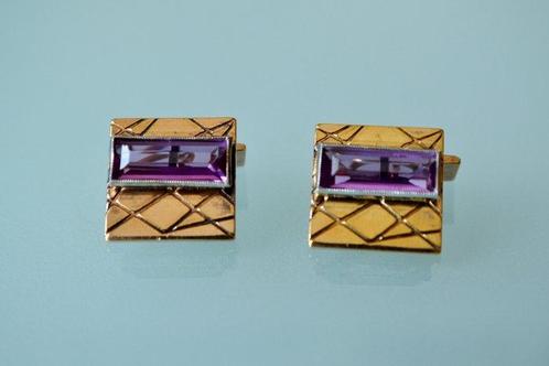 Zilver - Manchetknopen - Goud vergulde Art Deco, Antiek en Kunst, Antiek | Goud en Zilver