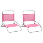 vidaXL Strandstoelen 2 st inklapbaar stof roze, Tuin en Terras, Tuinstoelen, Verzenden, Nieuw