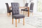 Elegante stoel CASA vintage grijs met decoratieve knopen, Nieuw, Ophalen of Verzenden