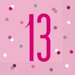 Servetten 13 Jaar Roze 33cm 16st, Verzenden, Nieuw