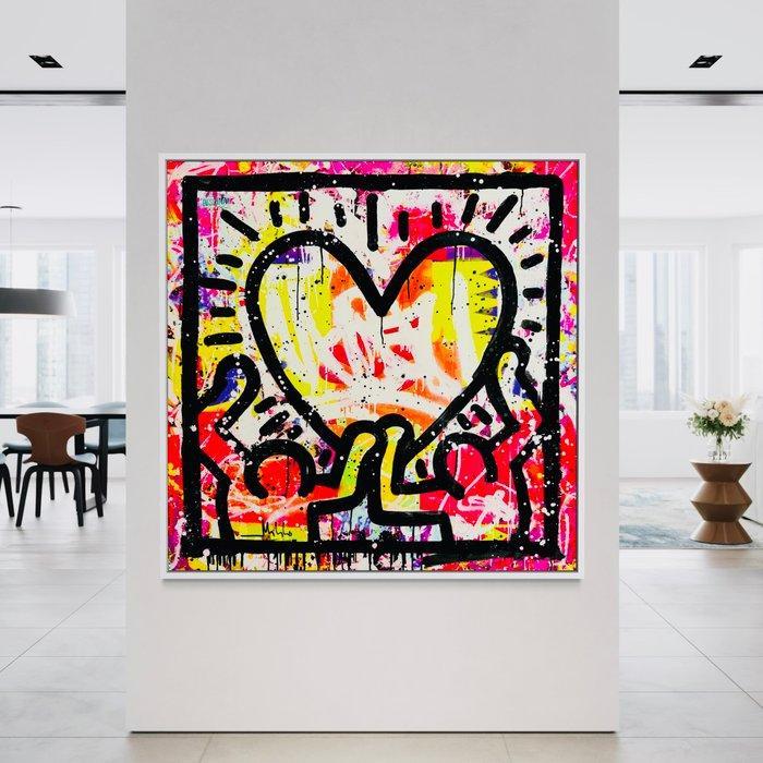 Mikko - 2025-248 - Haring Heart On Matisse - XL (No reserve, Antiek en Kunst, Kunst | Schilderijen | Modern