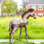 Figuur - Groot metalen pony - lengte 140 cm - Staal, Antiek en Kunst, Curiosa en Brocante