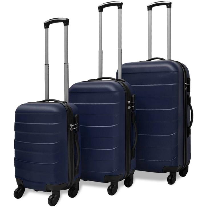 vidaXL 3-delige Kofferset hard 45,5/55/66 cm blauw, Sieraden, Tassen en Uiterlijk, Koffers, Nieuw, Verzenden