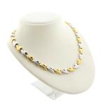 Bicolor gouden fantasie schakel collier | 44 cm (witgoud), Sieraden, Tassen en Uiterlijk, Kettingen, Ophalen of Verzenden, Gebruikt
