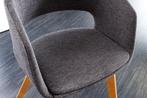 Design stoel NORDIC STAR grijze structuurstof houten poten, Huis en Inrichting, Stoelen, Ophalen of Verzenden, Nieuw