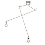 Moderne hanglamp staal zonder kap 2-lichts - Blitz, Nieuw, Overige materialen, Modern, 75 cm of meer
