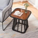 Bijzettafel Burgess 51x51x51 cm zwart en walnootkleurig [en., Huis en Inrichting, Tafels | Bijzettafels, Verzenden, Nieuw