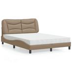 vidaXL Bed met matras kunstleer cappuccinokleurig 140x190 cm, Overige materialen, Bruin, Verzenden, Nieuw