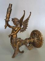 Gaslamp met zeemeermin of seraphin. - Lamp - Messing, Antiek en Kunst