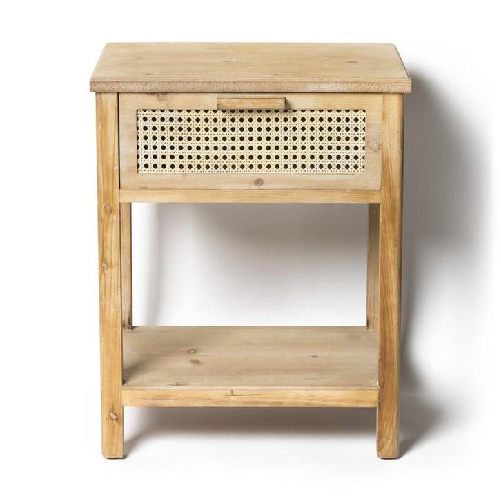 Webbing nachtkastje Bandung - naturel - 48x36x60.5 cm, Huis en Inrichting, Kasten | Ladekasten, Verzenden