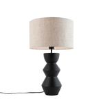 Design tafellamp zwart 16 cm stoffen kap lichtgrijs 35 cm -, Huis en Inrichting, Lampen | Tafellampen, Nieuw, Design, 50 tot 75 cm
