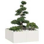 vidaXL Plantenbak 100x100x40 cm staal wit, Verzenden, Nieuw, Metaal