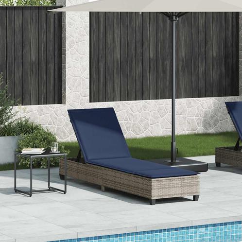 vidaXL Ligstoel met kussens grijs 55x200x25,5cm polyrotan, Tuin en Terras, Ligbedden, Nieuw, Verzenden
