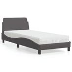 vidaXL Bed met matras kunstleer grijs 90x200 cm, Huis en Inrichting, Slaapkamer | Bedden, Overige materialen, 90 cm, Eenpersoons