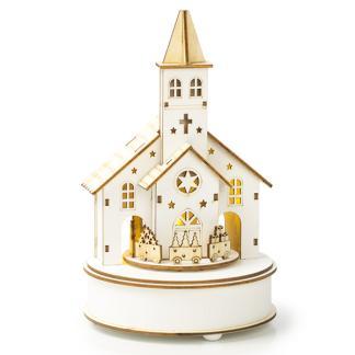 Houten kerstfiguur | Kerk met treintje | Lumineo, Diversen, Kerst, Nieuw, Verzenden