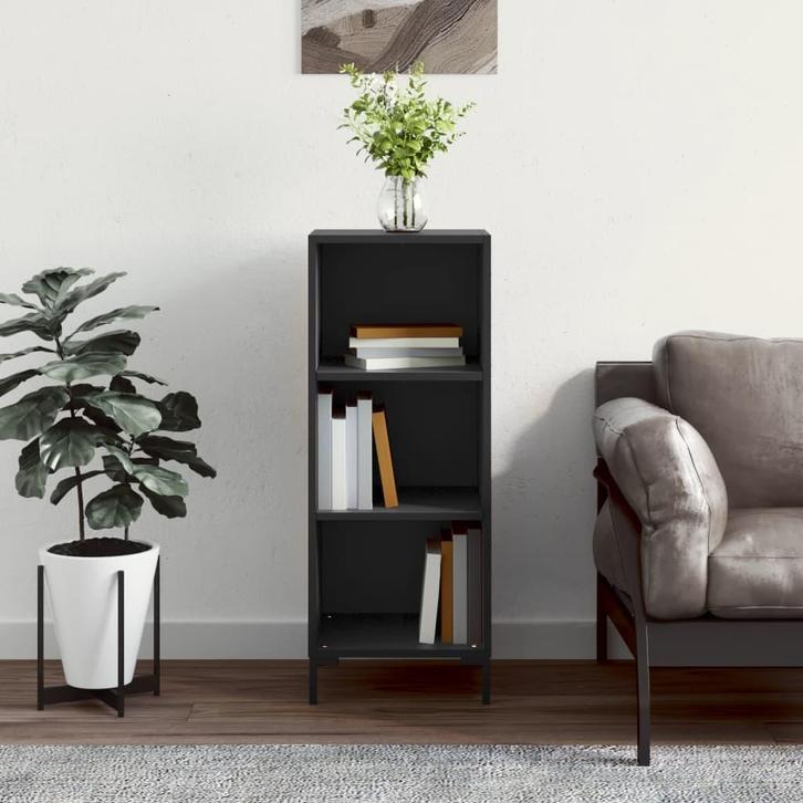 vidaXL Dressoir 34,5x32,5x90 cm bewerkt hout zwart, Huis en Inrichting, Kasten | Dressoirs, 25 tot 50 cm, Nieuw, Minder dan 50 cm