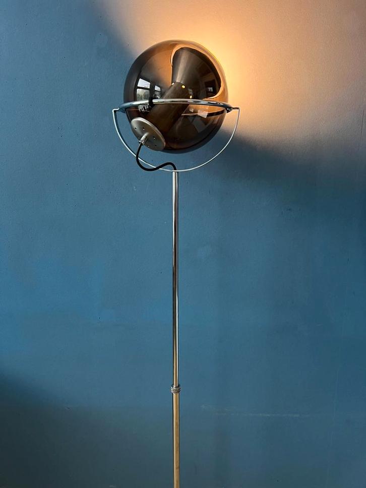 Vintage Raak Space Age Globe Eyeball Floor Lamp by Frank Lig, Huis en Inrichting, Lampen | Vloerlampen, Nieuw, Ophalen of Verzenden