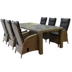 Menorca Bergamo dining tuinset 240x100xH77 cm 7-delig grijs, Ophalen of Verzenden, Nieuw, Wicker