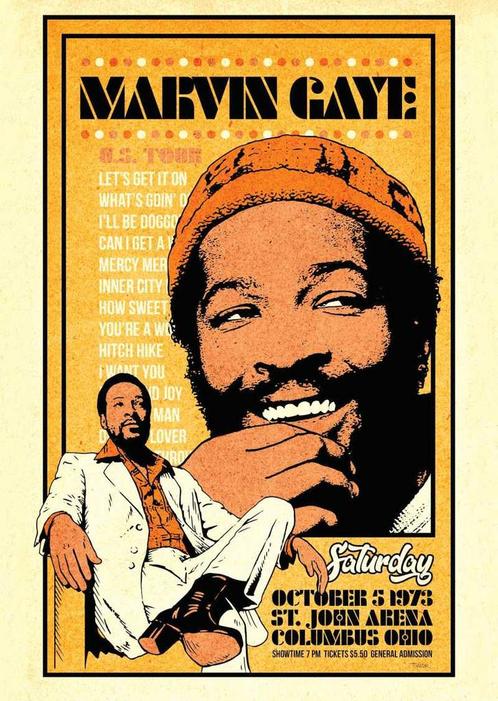 Posters - Poster Gaye, Marvin - St. John Arena, Verzamelen, Muziek, Artiesten en Beroemdheden, Zo goed als nieuw, Verzenden