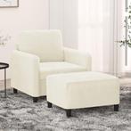 vidaXL Fauteuil met voetenbank 60 cm fluweel crèmekleurig, Huis en Inrichting, Eenpersoons, Verzenden, Nieuw, Minder dan 150 cm
