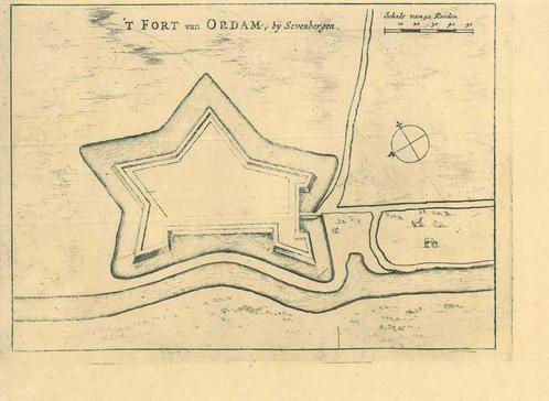 Stadsplattegrond van Zevenbergen, Antiek en Kunst, Kunst | Etsen en Gravures