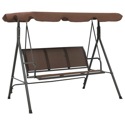 vidaXL Schommelbank met luifel koffiekleurig, Tuin en Terras, Tuinbanken, Nieuw, Verzenden