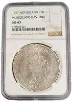 Provincie W.Friesland Zilveren Dukaat 1757 NGC, Verzenden, Munten