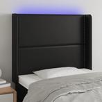 vidaXL Hoofdbord LED 83x16x118/128 cm kunstleer zwart, Verzenden, Nieuw, Zwart, Overige materialen