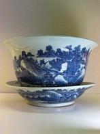 Pot (2) - Grote pot en schotel Chinees wit en blauw