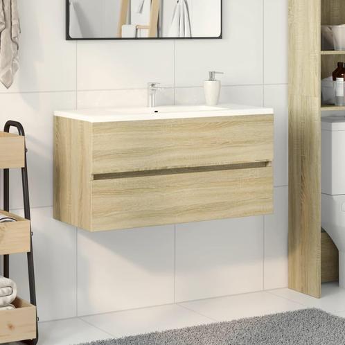 vidaXL Wastafelkast 90x38,5x45 cm spaanplaat sonoma, Huis en Inrichting, Badkamer | Badkamermeubels, Nieuw, Minder dan 100 cm