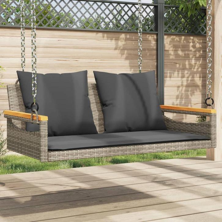vidaXL Schommelbank met kussens 109x62x40 cm poly rattan, Tuin en Terras, Tuinbanken, Nieuw, Rotan, Verzenden