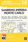 Wandelkaart 14 San Remo Imperia Monte Carlo Ligurië IGC