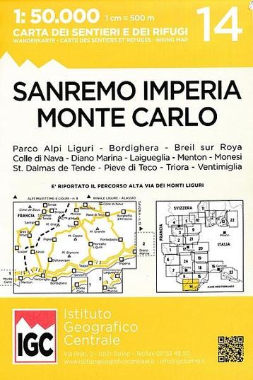 Wandelkaart 14 San Remo Imperia Monte Carlo Ligurië IGC