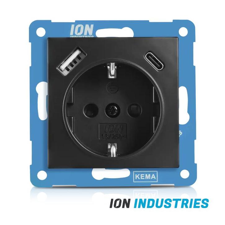 ION INDUSTRIES - Wandcontactdoos E1 mat zwart - met, Huis en Inrichting, Lampen | Wandlampen, Nieuw, Verzenden