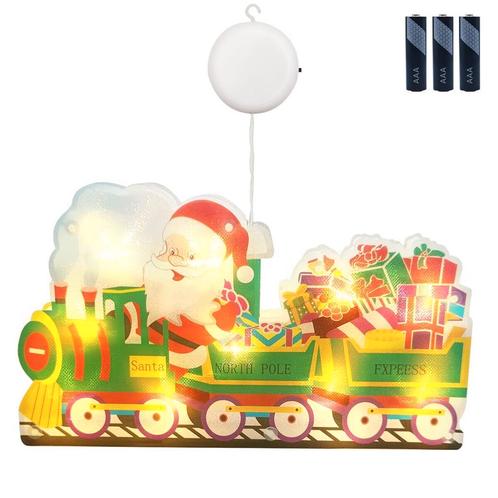 Kerstverlichting Raam Trein - 23x13cm - Inclusief Batterijen, Diversen, Kerst, Nieuw, Verzenden