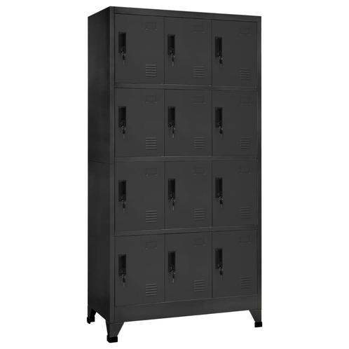 vidaXL Lockerkast 90x45x180 cm staal antracietkleurig, Huis en Inrichting, Kasten | Lockerkasten, Nieuw, Verzenden