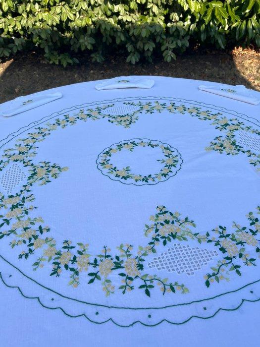 Tafelkleed (9) - 170 cm - 170 cm - Chic geborduurd met de, Antiek en Kunst, Antiek | Kleden en Textiel