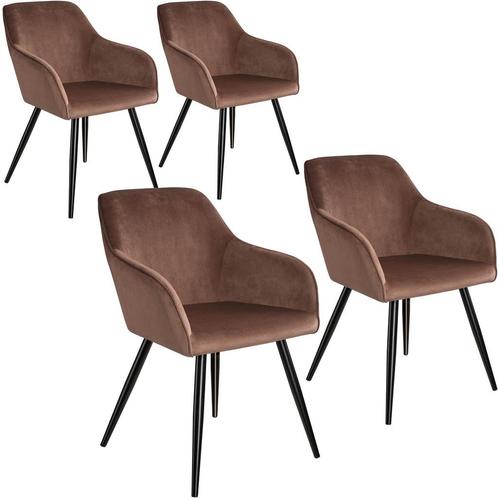 Eetkamerstoel Marilyn fluweellook, zwarte stoelpoten - bruin, Huis en Inrichting, Stoelen, Verzenden