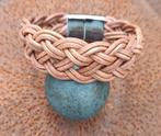 Leren armband plat gevlochten met 6 stringen van echt leer, Verzenden, Nieuw