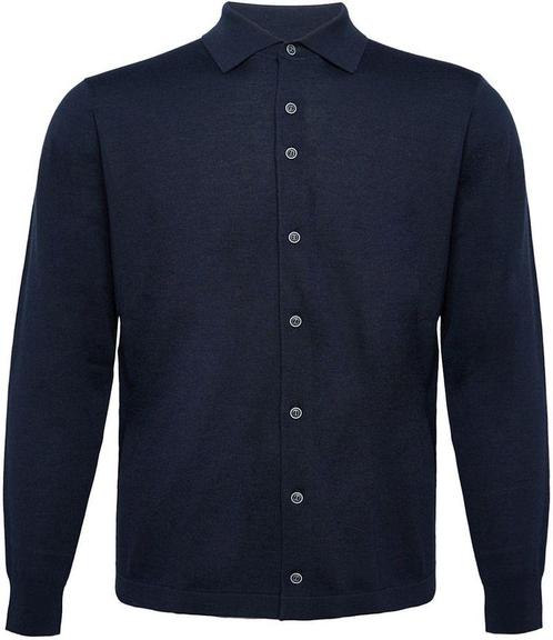 R2 Amsterdam Knitted Pull Shirt Merino Navy maat 3XL Heren, Kleding | Heren, Overhemden, Blauw, Nieuw, Verzenden