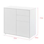 Commode Paarl druk en open 74x79x36 cm wit mat, Huis en Inrichting, Kasten | Dressoirs, Verzenden, Nieuw