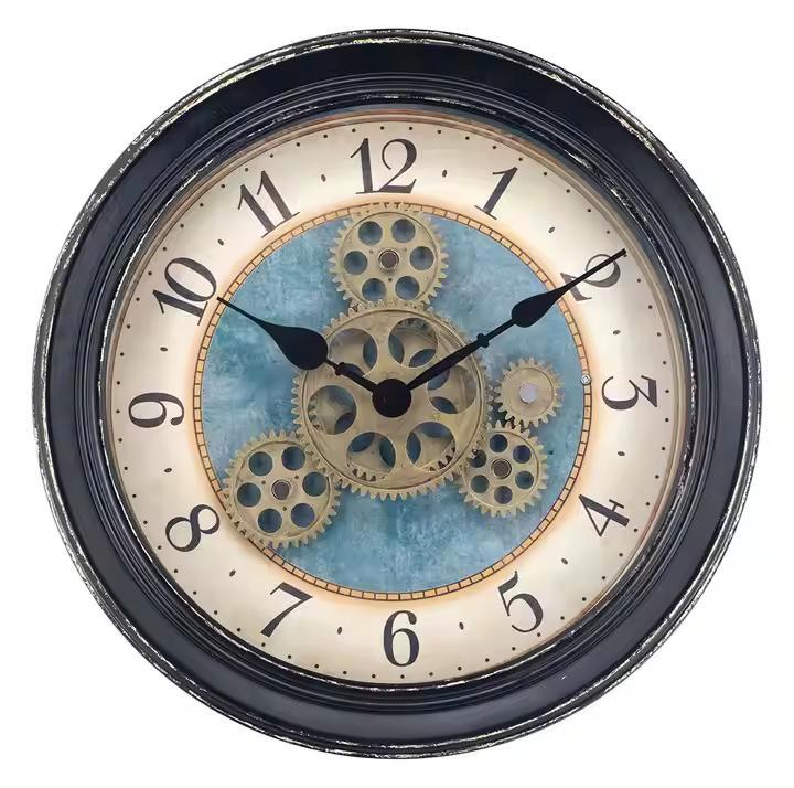 IvoQ Steampunk Wandklok met Bewegende Tandwielen 32 cm, Huis en Inrichting, Woonaccessoires | Klokken, Nieuw, Verzenden