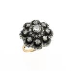 Bicolor gouden Victoriaanse ring met roos geslepen diaman..., 18 tot 19, Gebruikt, Overige kleuren, Ophalen of Verzenden