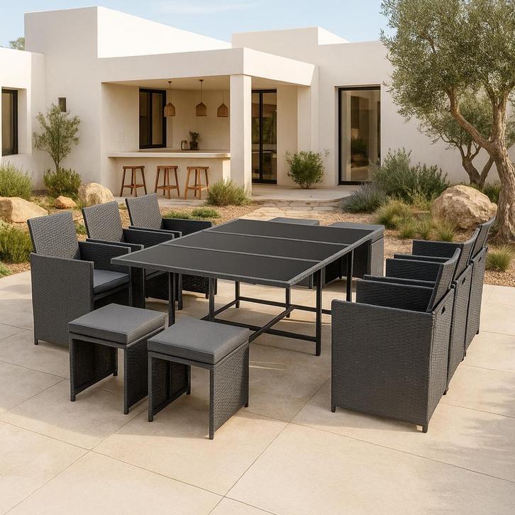 Tuinset 11-delig Laredo loungeset donkergrijs, Tuin en Terras, Tuinsets en Loungesets, Verzenden