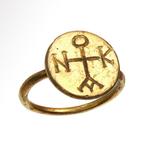 Byzantijns Goud Ring met monogramkruis, Sieraden, Tassen en Uiterlijk