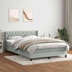 vidaXL Boxspring met matras fluweel lichtgrijs 140x220 cm, Verzenden, Nieuw, Grijs, Stof