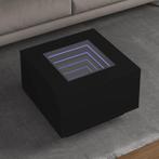 vidaXL Salontafel met LED 60x60x40 cm bewerkt hout zwart, Verzenden, Nieuw, Overige houtsoorten, 50 tot 100 cm