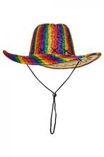 Cowboyhoed Regenboog Glitters Pride Gekleurd Cowboy Hoed Rod, Ophalen of Verzenden, Nieuw, Overige maten, Carnaval