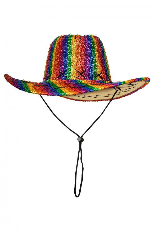 Cowboyhoed Regenboog Glitters Pride Gekleurd Cowboy Hoed Rod, Kleding | Heren, Carnavalskleding en Feestkleding, Nieuw, Overige maten