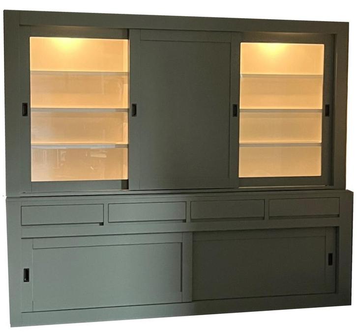 Buffetkast Engels groen Schagen 260cm led verlichting, Huis en Inrichting, Kasten | Buffetkasten, Ophalen of Verzenden